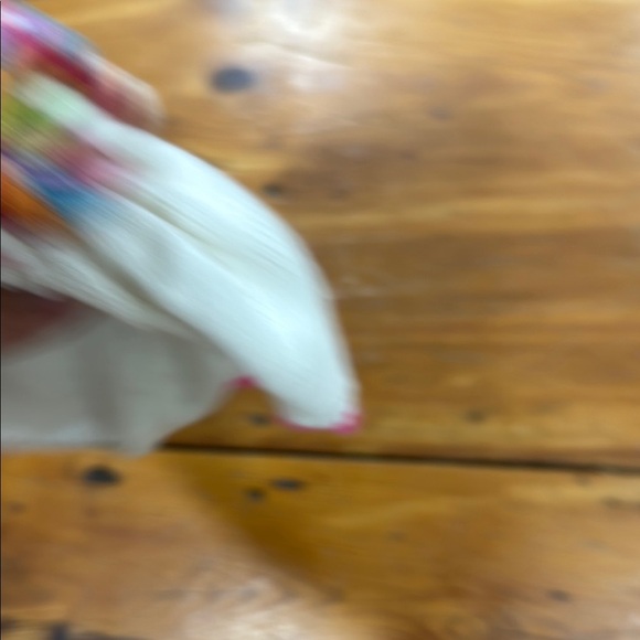 Gymboree White Beanie with Pink Trim and Colorful Pom Pom Winter Hat 100% cotton - Picture 4 of 6